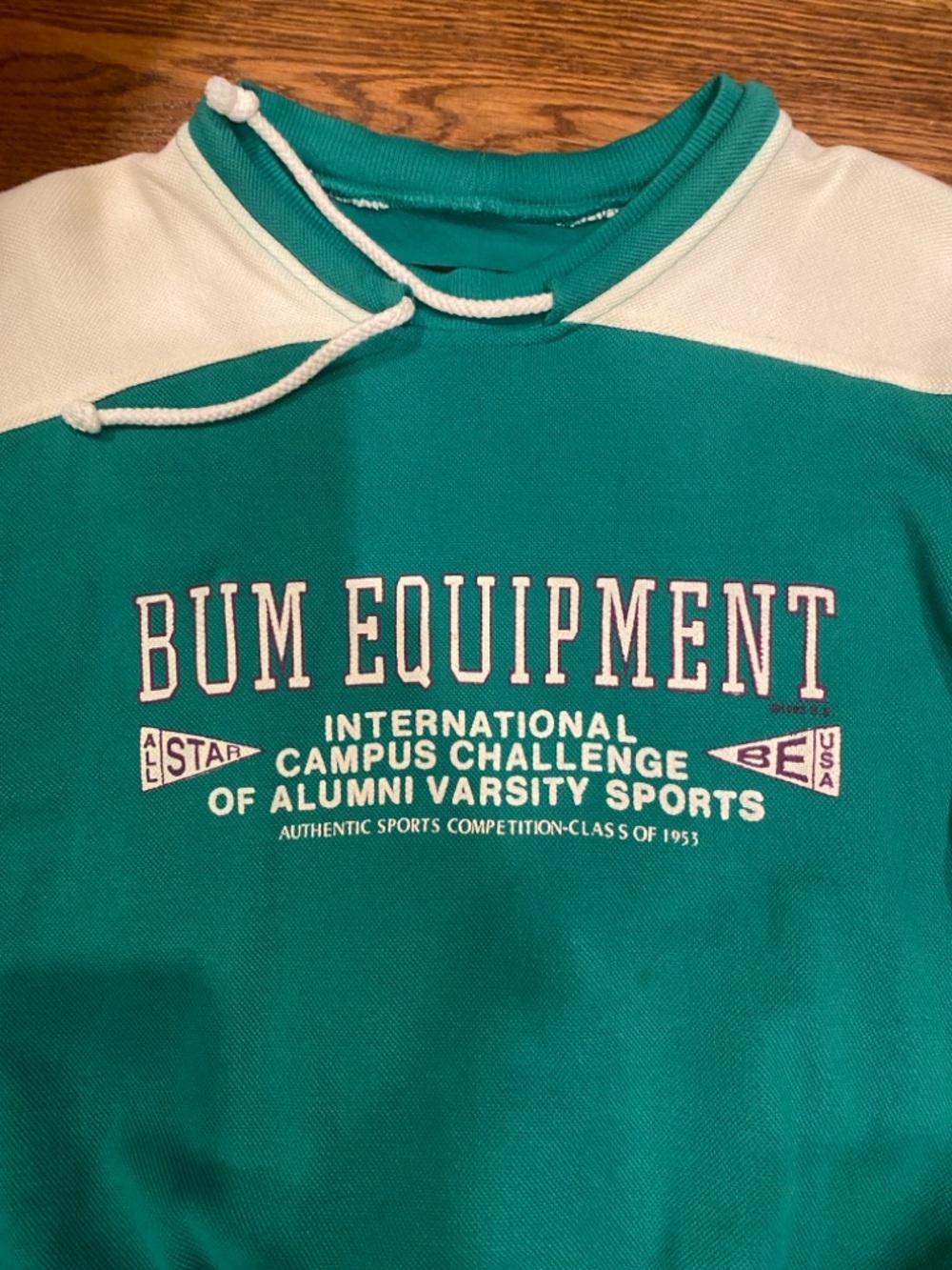 Vintage Bum Equipment Teal and White Raglan Sweatshirt